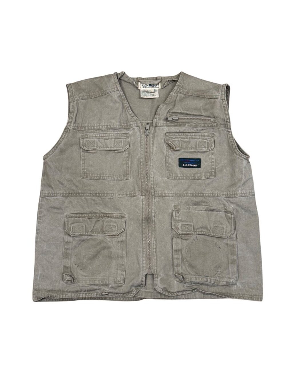 Vintage L.L. Bean Kids Fishing Vest Large Green Cotton Multi-Pocket Outdoor Gear